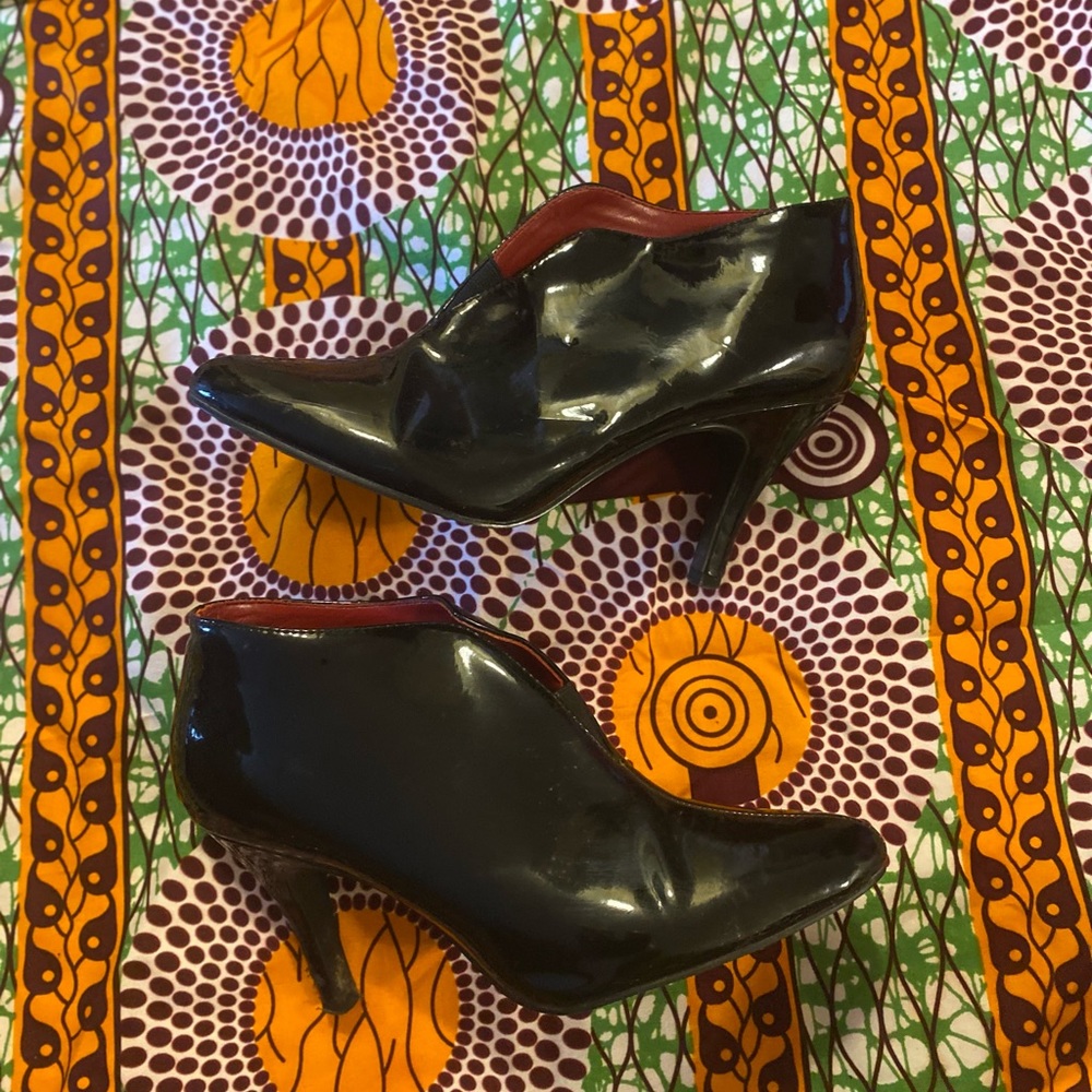 Black Patent Heeled Bootie